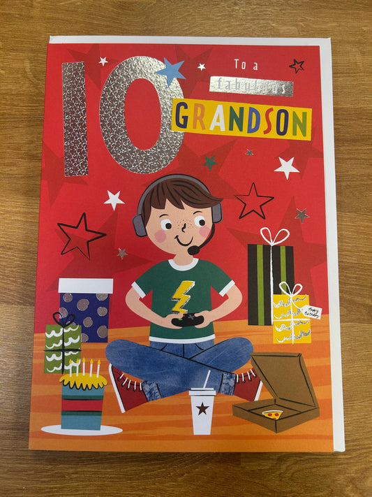 Grandson Age 10 Birthday Card - Words N' Wishes