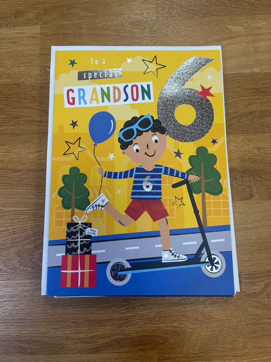 Grandson Age 6 Birthday Card - Words N' Wishes