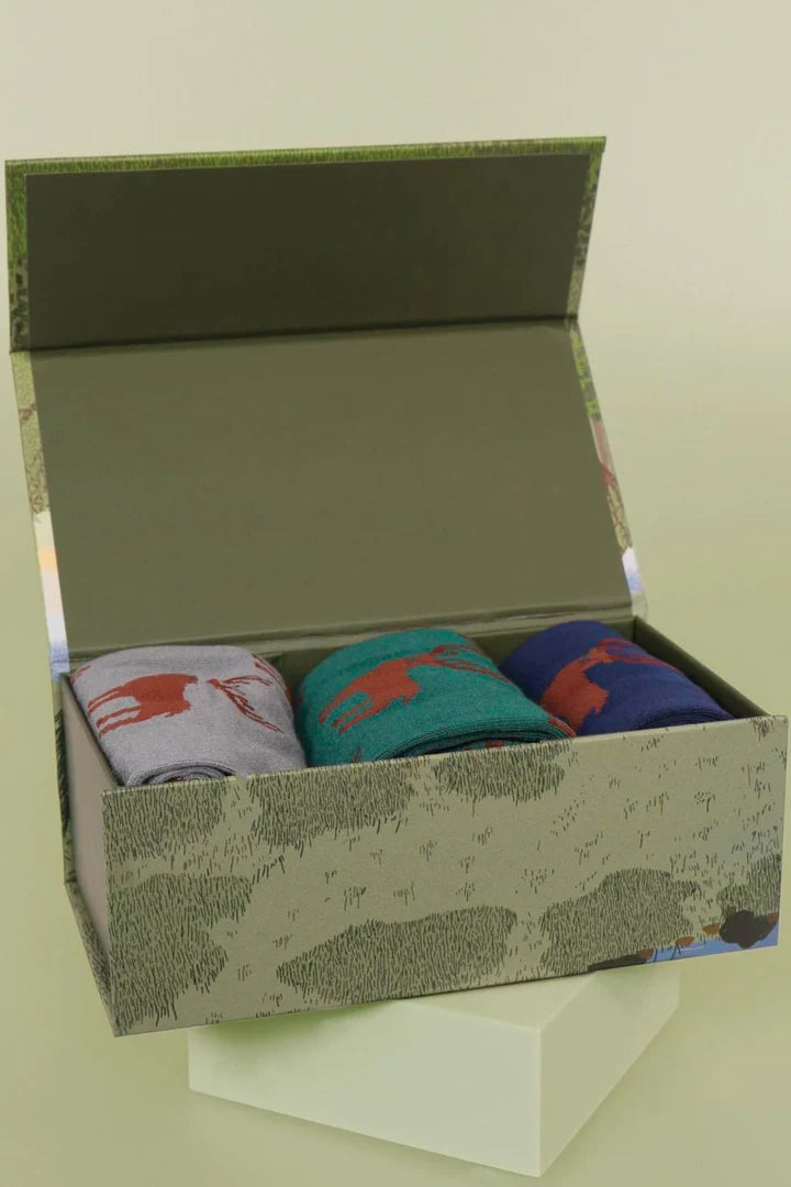 Mens Stag Bamboo Socks Gift Set