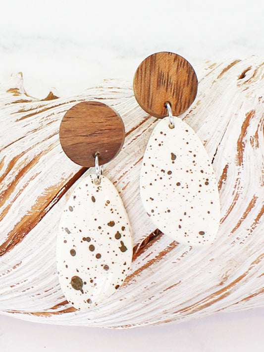 Suzie Blue Wood & Speckled Resin Earrings