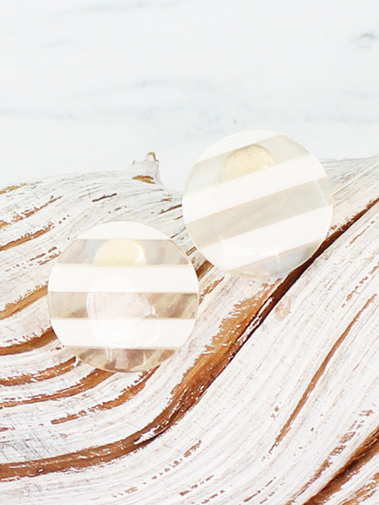 Suzie Blue White & Clear Striped Resin Stud Earrings