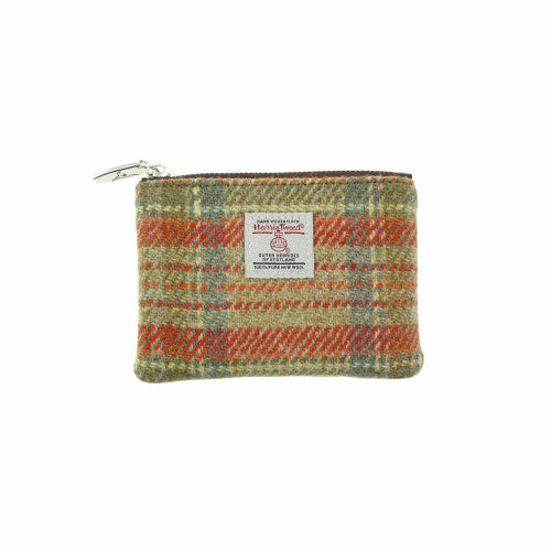 Harris Tweed ‘Eriskay’ Small Zip Pouch – Pale Orange Stewart Tartan