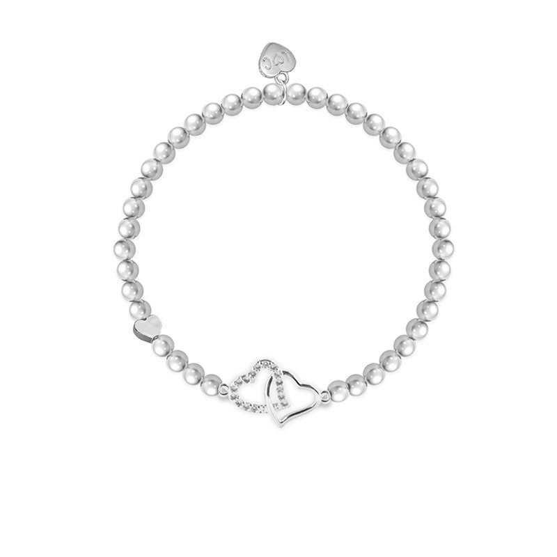 Super Sister Silver Heart Beaded Bracelet - Life Charms Jewellery. Available at Sweet P, Burnside, Glasgow