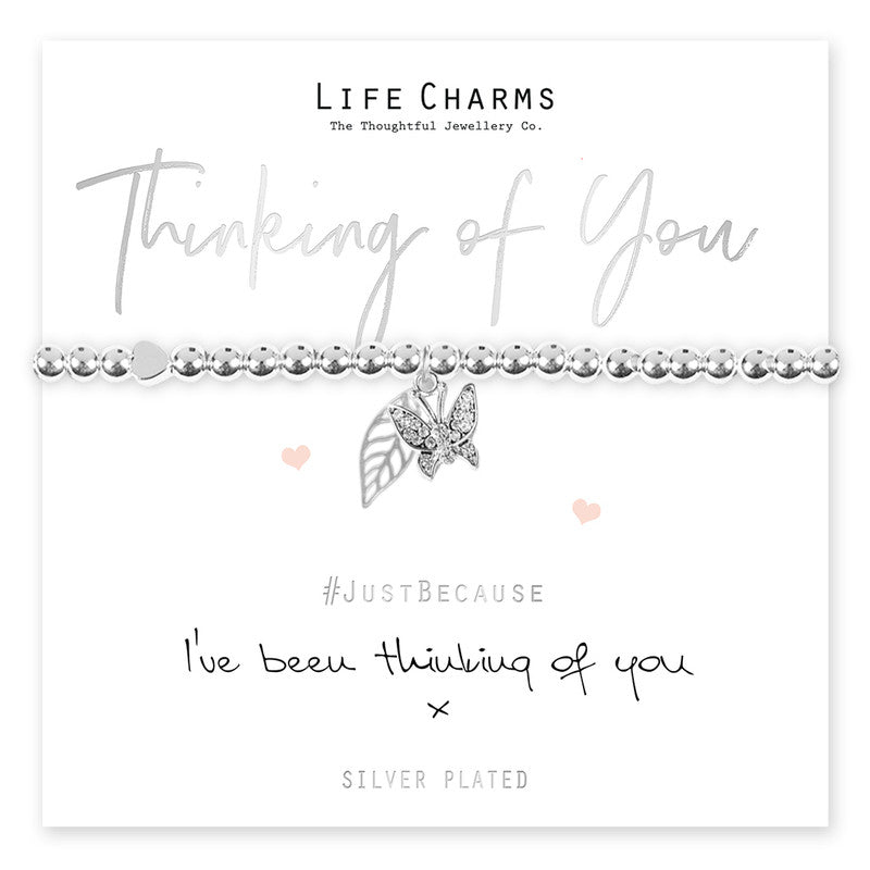 Thinking of You Silver Heart Beaded Bracelet - Life Charms Jewellery. Available at Sweet P, Burnside, Glasgow