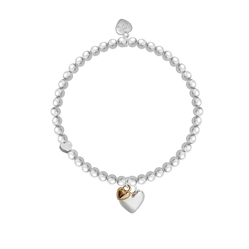 Happy 50th Birthday Silver Heart Beaded Bracelet - Life Charms Jewellery. Available at Sweet P, Burnside, Glasgow