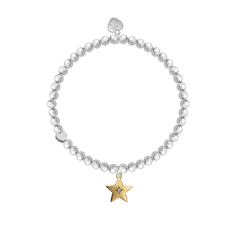 'Well Done' Silver Star Beaded Bracelet - Life Charms Jewellery. Available at Sweet P, Burnside, Glasgow