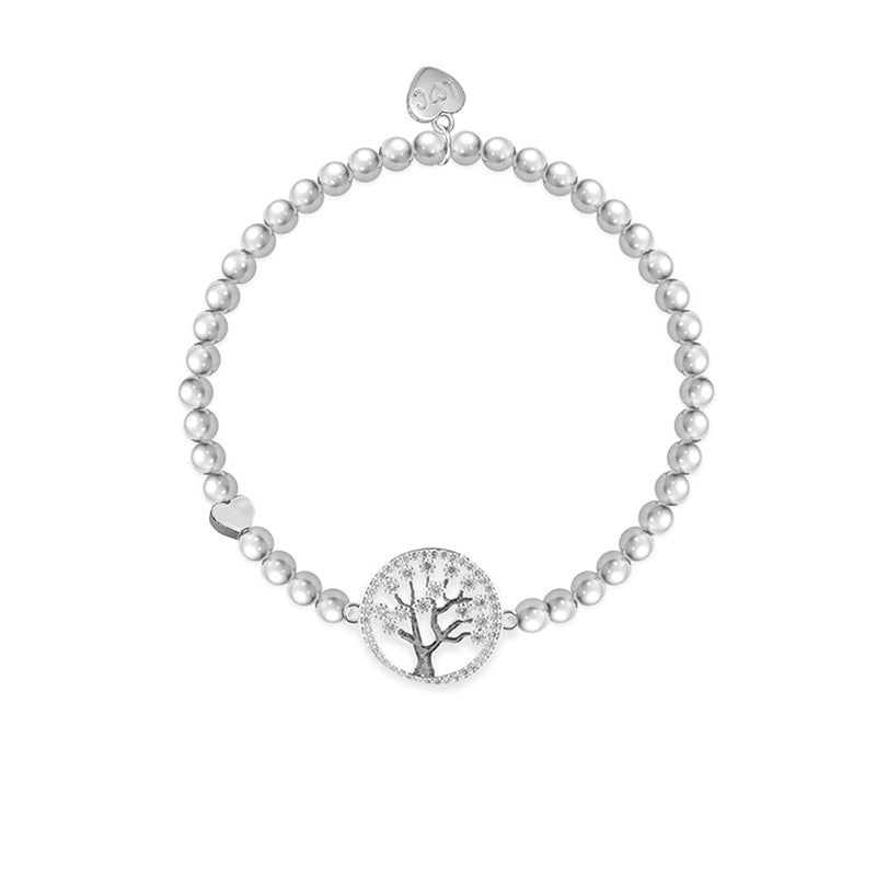 Family Is Everything Silver Tree Beaded Bracelet - Life Charms Jewellery. Available at Sweet P, Burnside, Glasgow