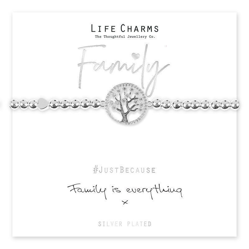 Family Is Everything Silver Tree Beaded Bracelet - Life Charms Jewellery. Available at Sweet P, Burnside, Glasgow