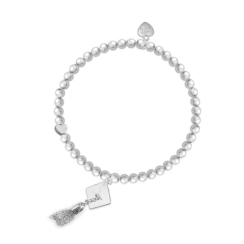 Graduation Silver Beaded Bracelet - Life Charms Jewellery. Available at Sweet P, Burnside, Glasgow