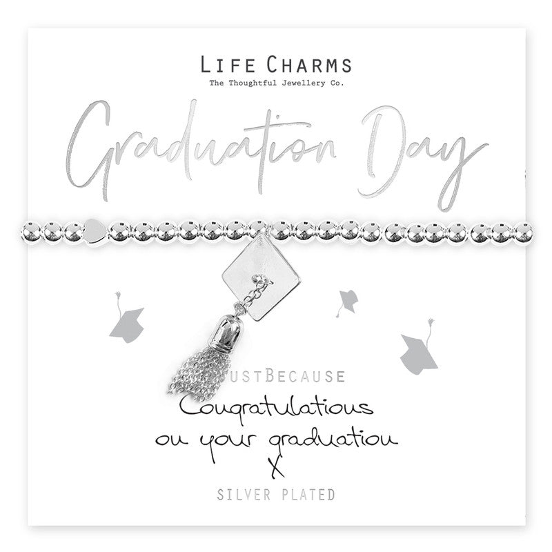 Graduation Silver Beaded Bracelet - Life Charms Jewellery. Available at Sweet P, Burnside, Glasgow