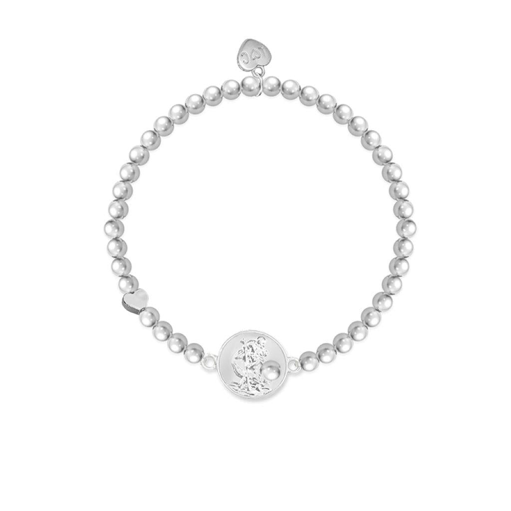 St.Christopher Will Keep You Safe Silver Heart Beaded Bracelet - Life Charms Jewellery