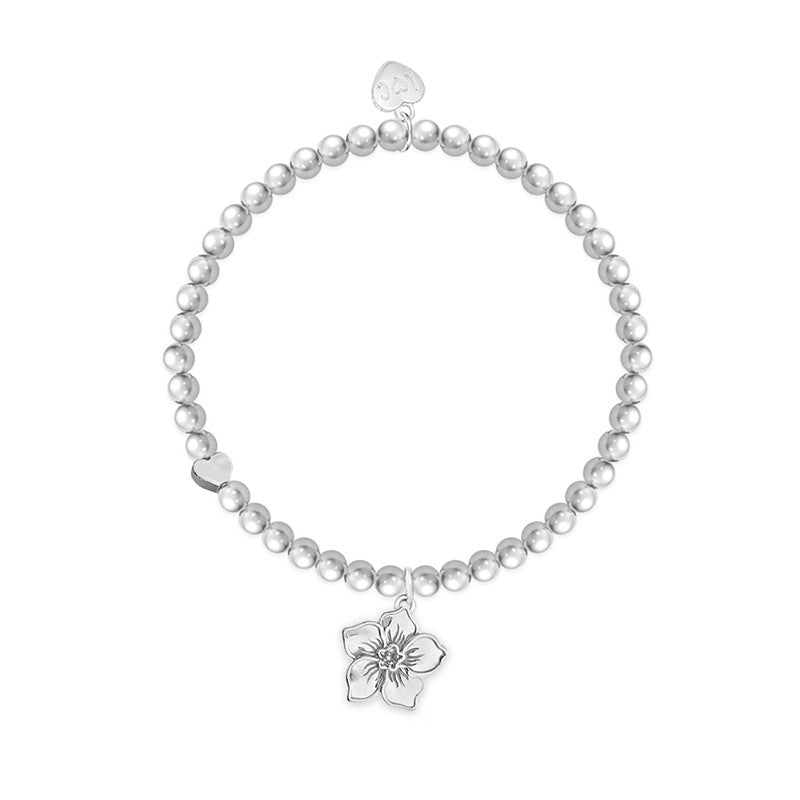 Always In Our Hearts Silver Flower Beaded Bracelet - Life Charms Jewellery. Available at Sweet P, Burnside, Glasgow