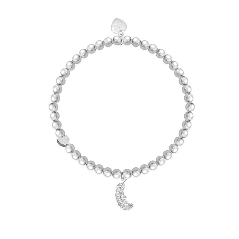 Feathers Appear When Angels Are Near Silver Beaded Bracelet - Life Charms Jewellery. Available at Sweet P, Burnside, Glasgow