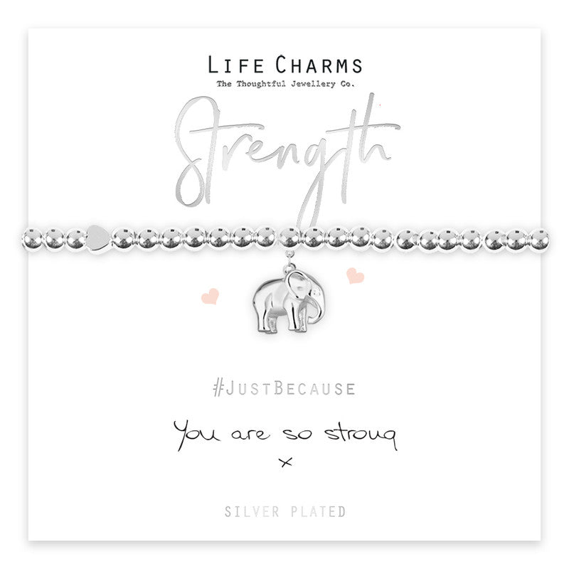 You Are So Strong Silver Elephant Beaded Bracelet - Life Charms Jewellery. Available at Sweet P, Burnside, Glasgow