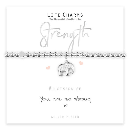 You Are So Strong Silver Elephant Beaded Bracelet - Life Charms Jewellery. Available at Sweet P, Burnside, Glasgow