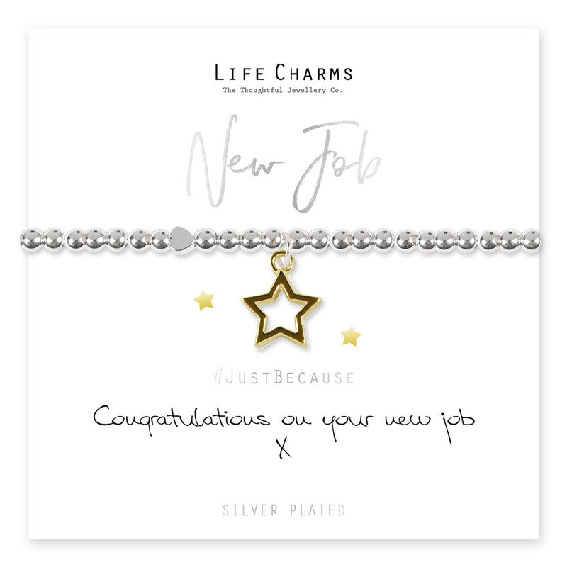 New Job Silver Star Beaded Bracelet - Life Charms Jewellery. Available at Sweet P, Burnside, Glasgow