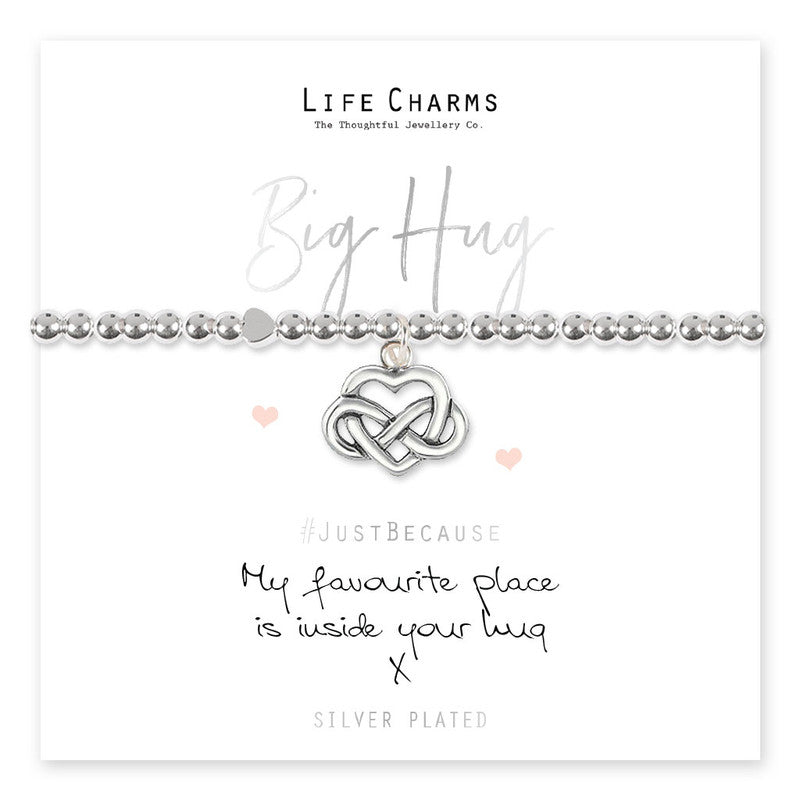 Big Hug Silver Heart Beaded Bracelet - Life Charms Jewellery. Available at Sweet P, Burnside, Glasgow