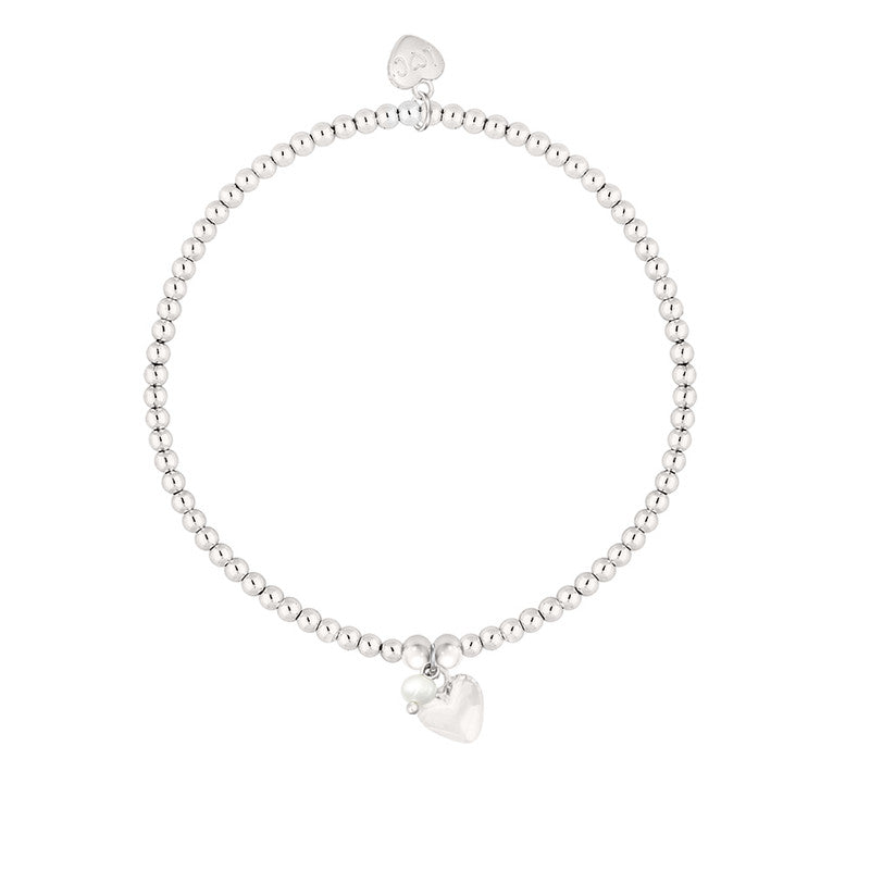 Beautiful Bride Silver Heart Beaded Bracelet - Life Charms Jewellery