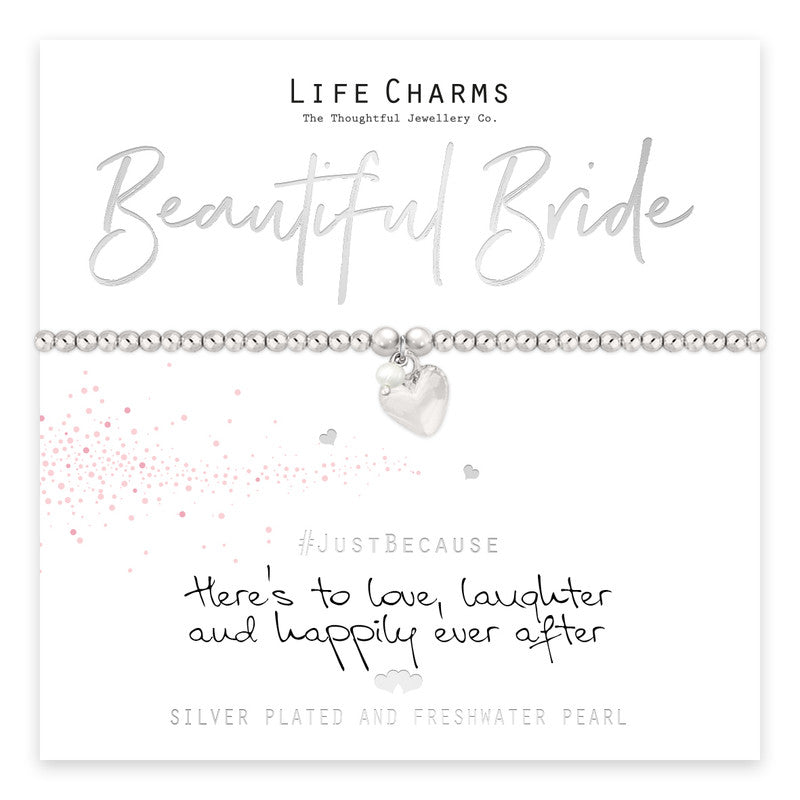 Beautiful Bride Silver Heart Beaded Bracelet - Life Charms Jewellery. Available at Sweet P, Burnside, Glasgow