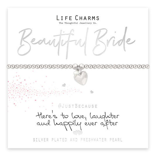 Beautiful Bride Silver Heart Beaded Bracelet - Life Charms Jewellery. Available at Sweet P, Burnside, Glasgow