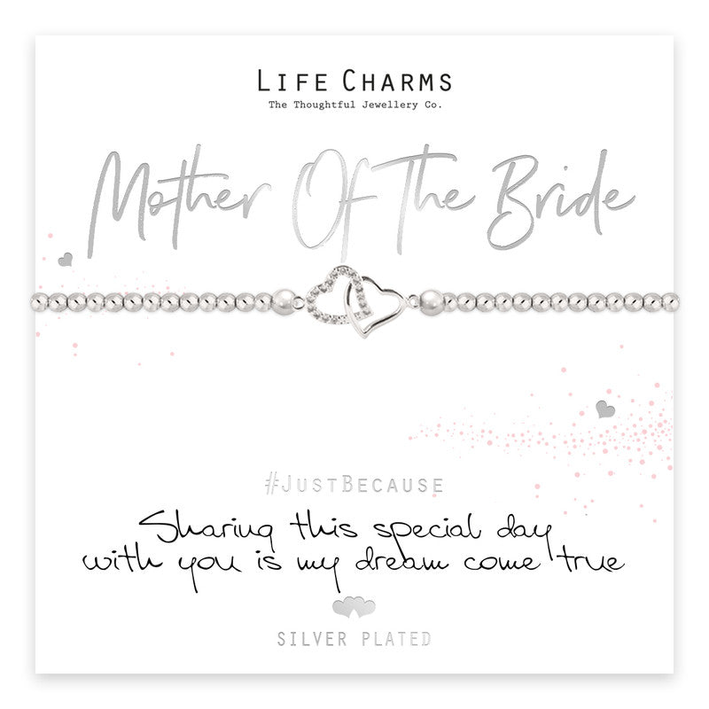 Mother Of The Bride Silver Heart Beaded Bracelet - Life Charms Jewellery. Available at Sweet P, Burnside, Glasgow