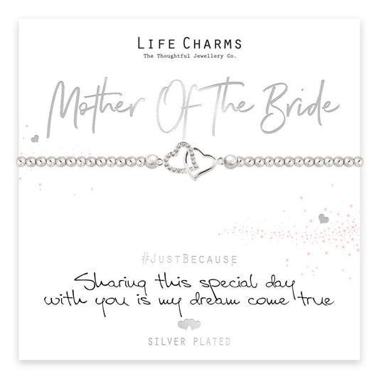 Mother Of The Bride Silver Heart Beaded Bracelet - Life Charms Jewellery. Available at Sweet P, Burnside, Glasgow