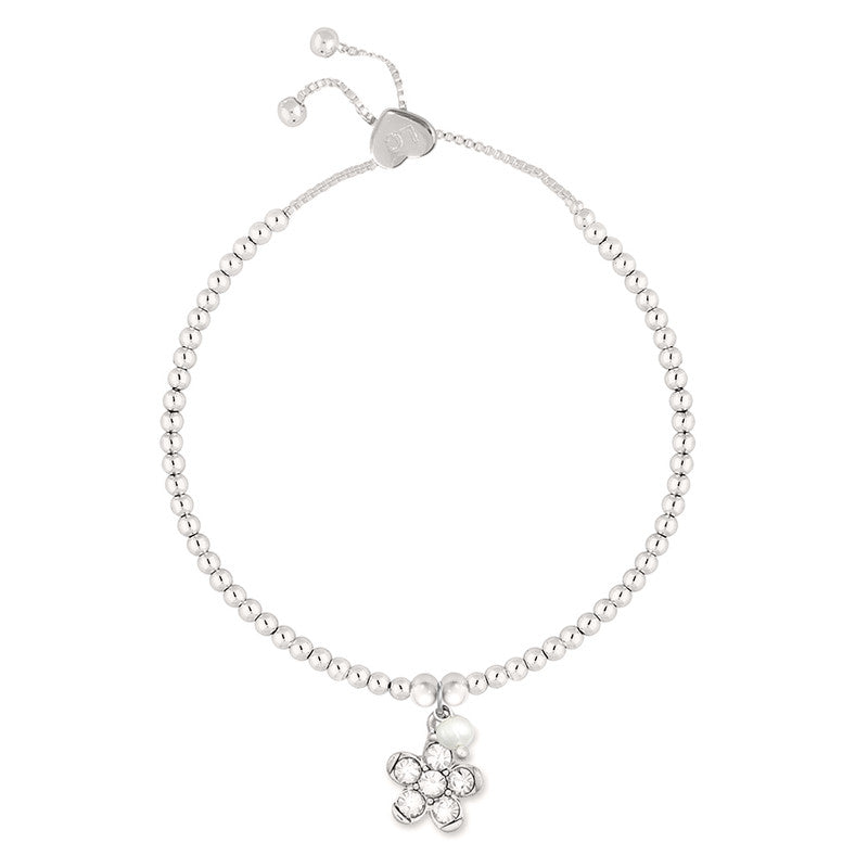 Flower Girl Silver Beaded Bracelet - Life Charms Jewellery