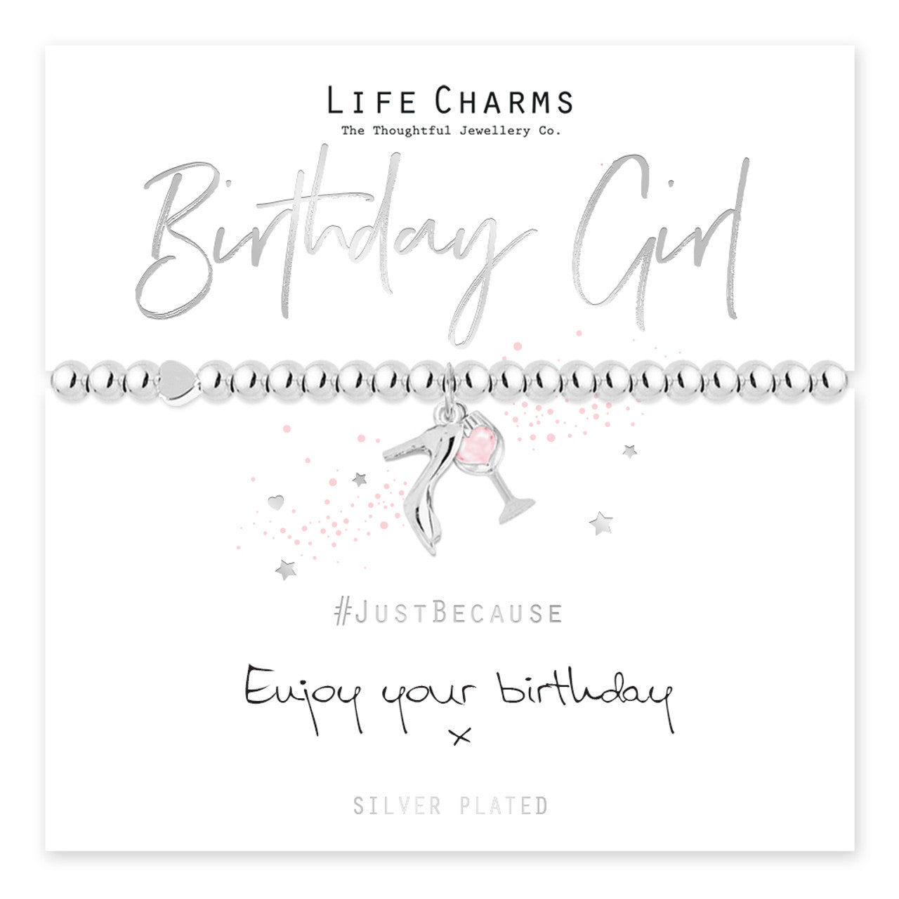 Birthday Girl Silver Beaded Bracelet - Life Charms Jewellery. Available at Sweet P, Burnside, Glasgow