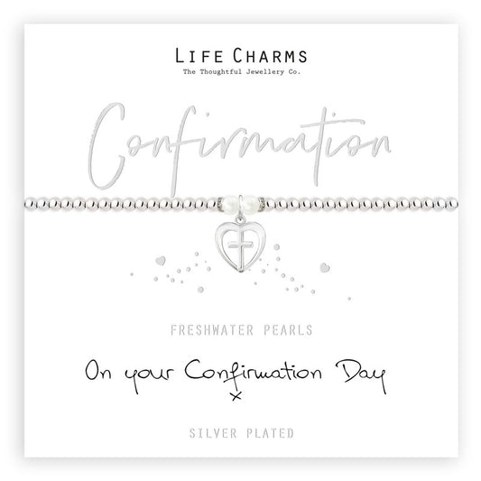 Confirmation Day Silver Heart Beaded Bracelet - Life Charms Jewellery. Available at Sweet P, Burnside, Glasgow