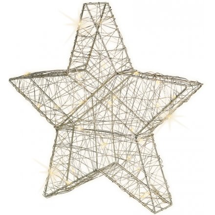 LED Light-Up Silver Star Christmas Decoration