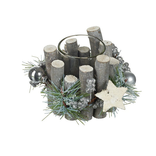 Silver Foliage Single T-Light Decoration