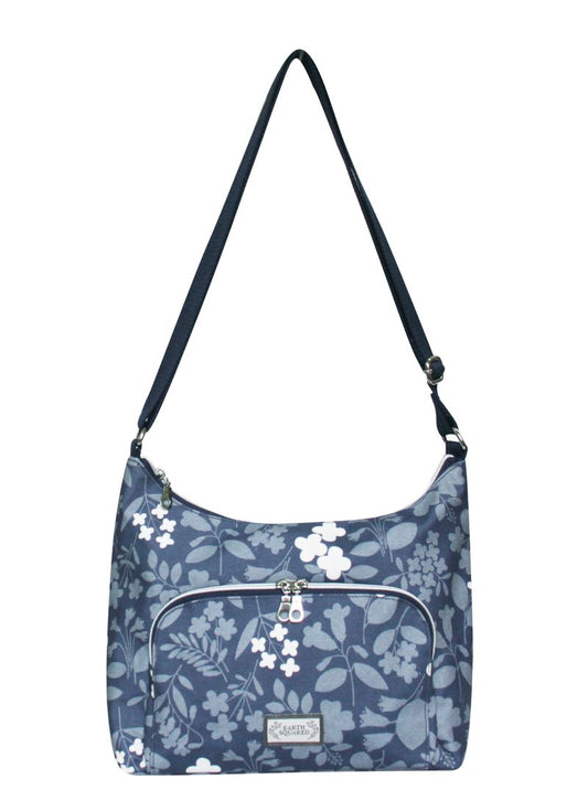 Earth Squared Oil Cloth Hobo Bag - Blue Flower