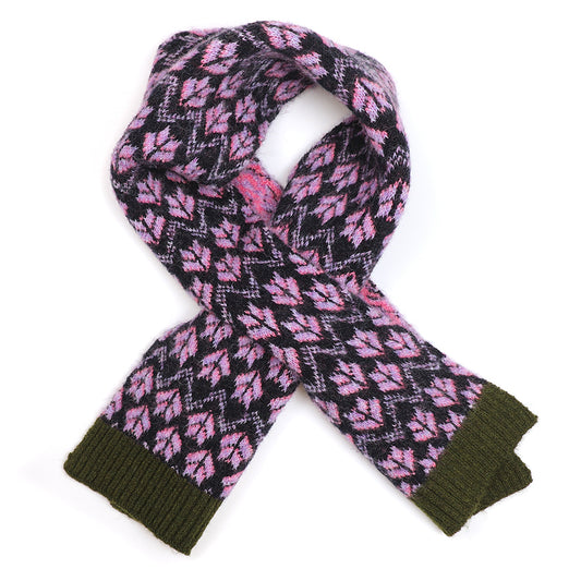 Lilac & Khaki Scandi Knit Pull Through Scarf