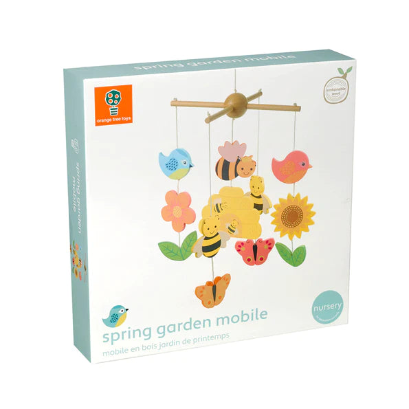 Orange Tree Toys Spring Garden Wooden Mobile: Eco-Friendly Nursery Decor. Available at Sweet P, Burnside, Glasgow