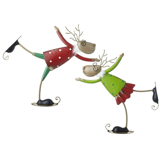 Metal Skating Reindeer Decoration