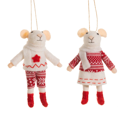 Christmas Mouse in Jumper Felt Decoration