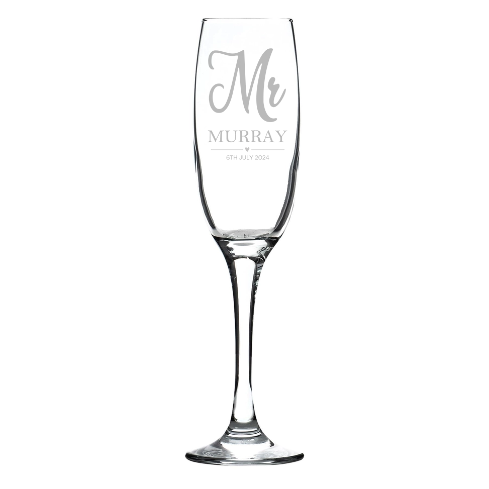 Personalised Mr & Mrs Champagne Flutes | Custom Engraved Wedding Gift