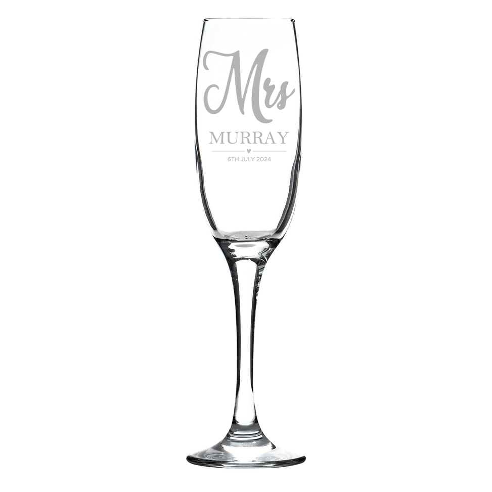 Personalised Mr & Mrs Champagne Flutes | Custom Engraved Wedding Gift