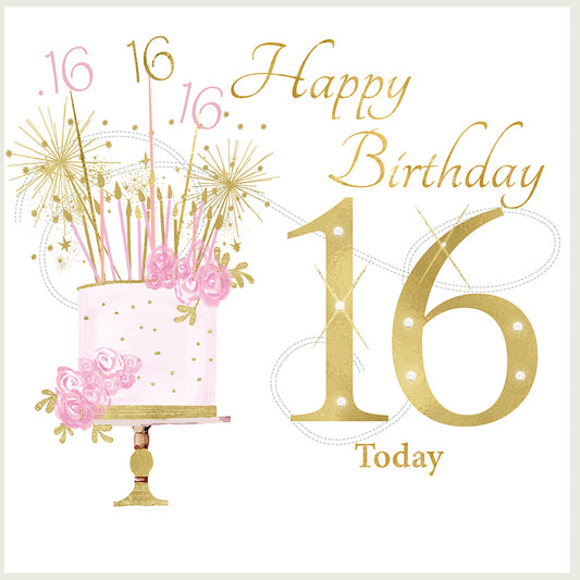Age 16 Birthday Card - Pink
