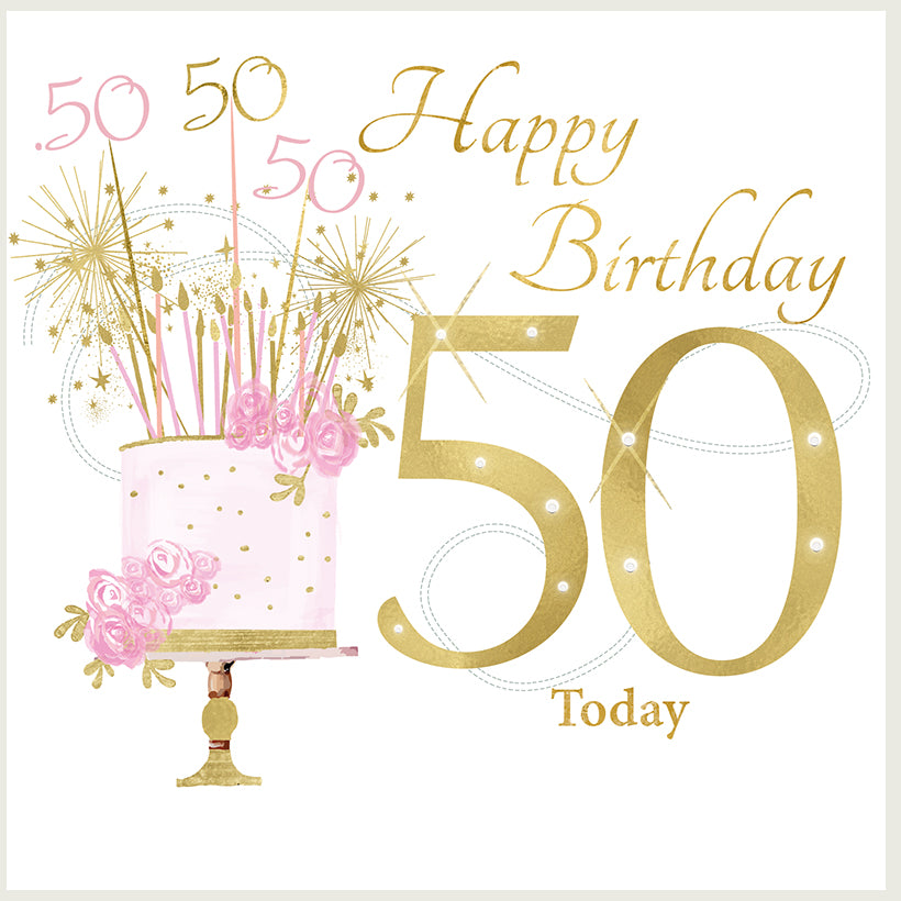 Age 50 Birthday Card - Pink