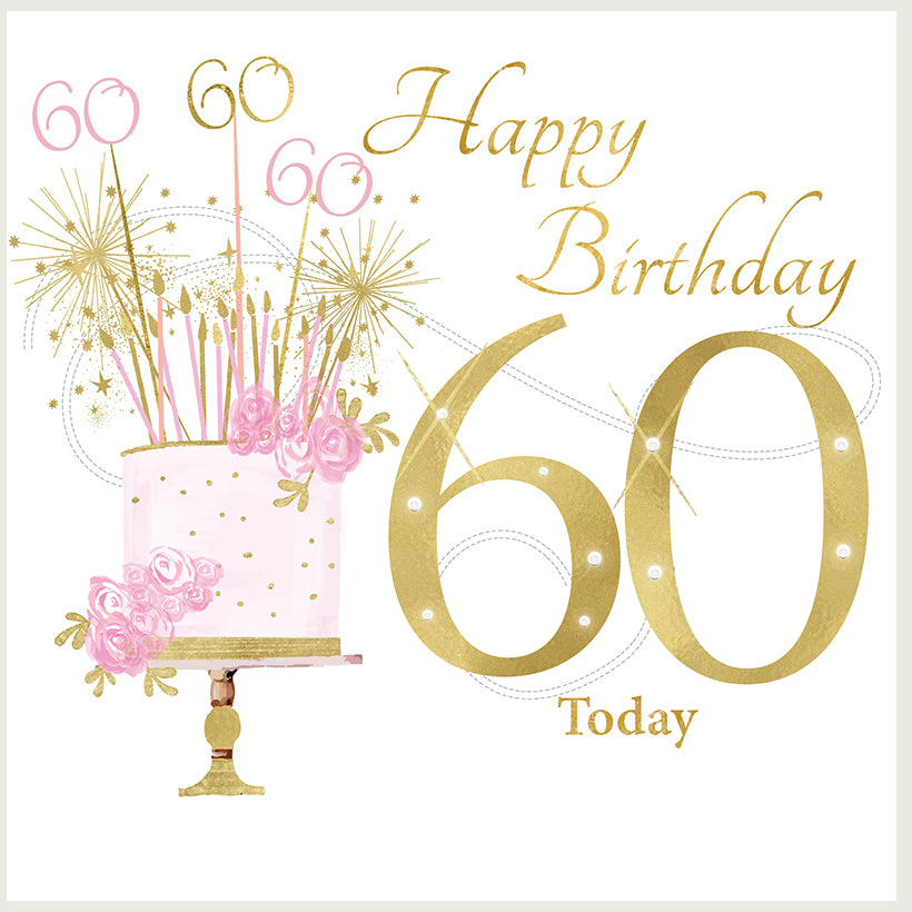 Age 60 Birthday Card - Pink