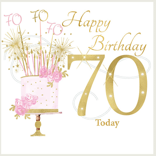 Age 70 Birthday Card - Pink
