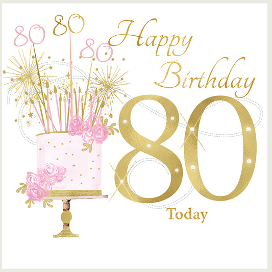 Age 80 Birthday Card - Pink