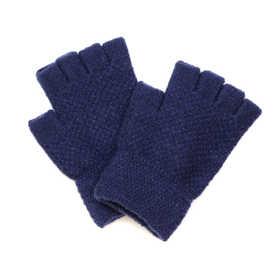 Navy fingerless gloves - POM