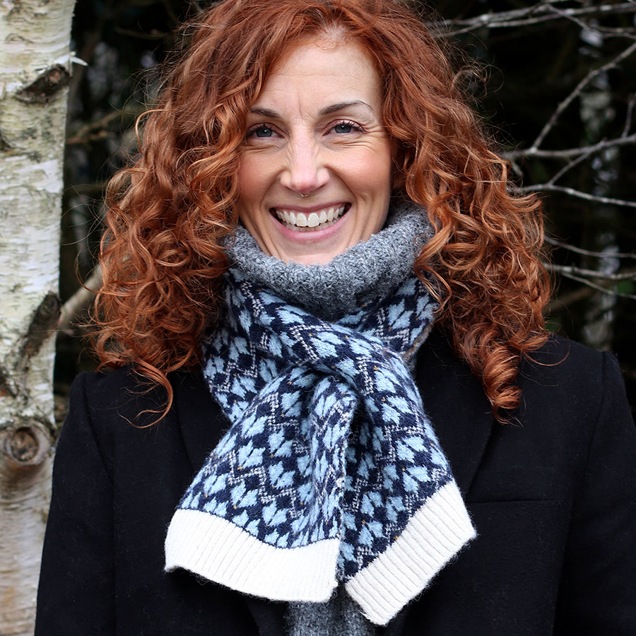 Navy & Sky Blue Scandi Knit Pull Through Scarf