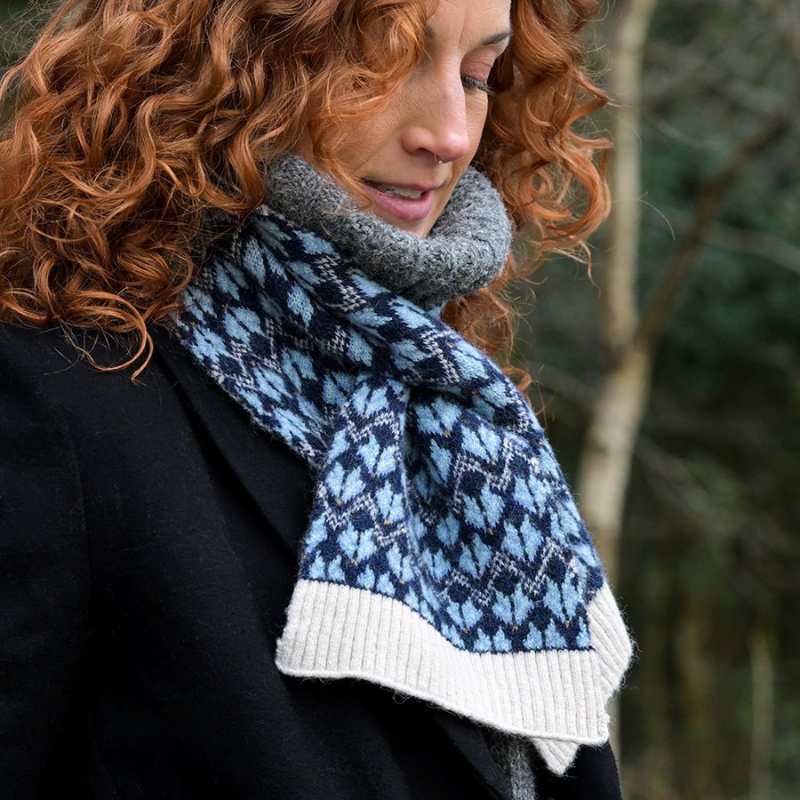 Navy & Sky Blue Scandi Knit Pull Through Scarf