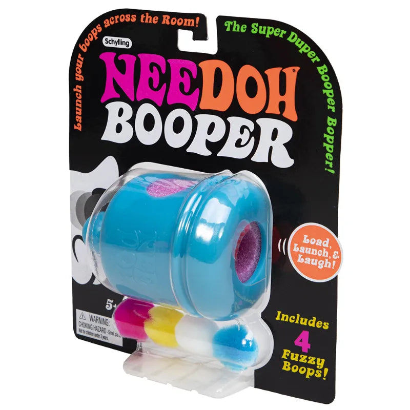 NeeDoh Booper Air Launcher Toy – Squishy Fidget & Boop Shooter with 4 Fuzzy Balls | Fun Gift for Kids Ages 5+ | Assorted Colours