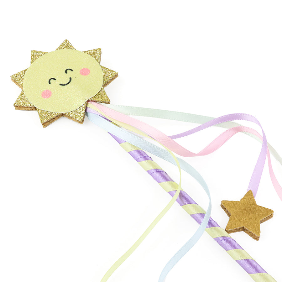 Over the rainbow - lilac stripe wand with happy sun and stars