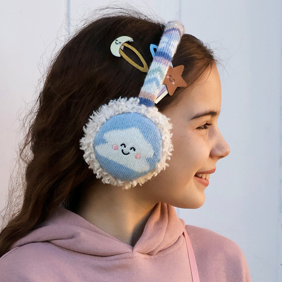 Over the rainbow - aurora blue mix happy cloud earmuffs