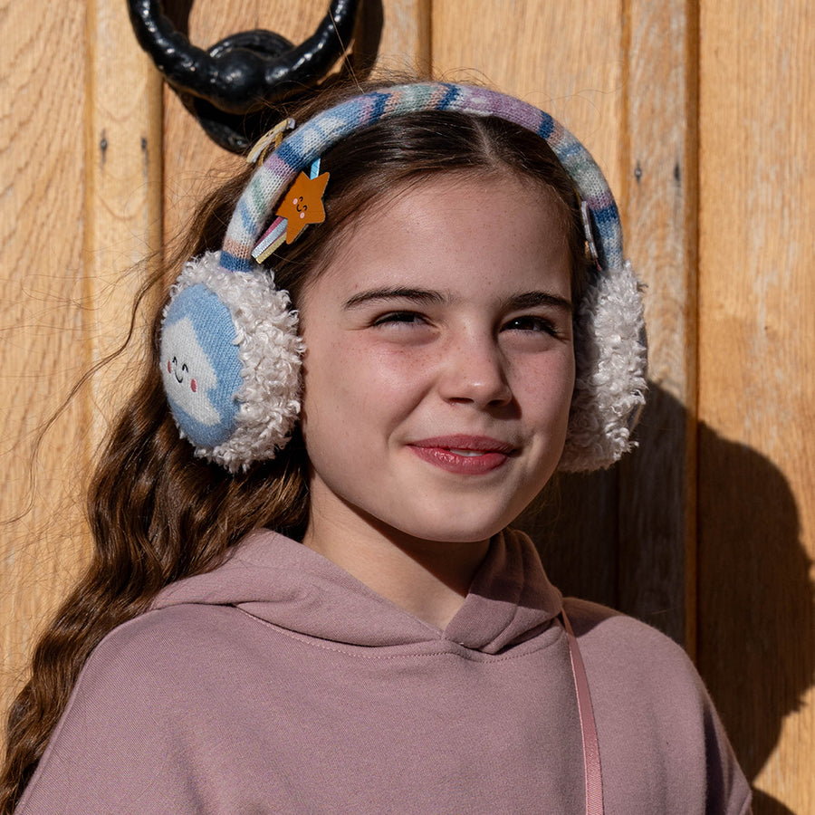Over the rainbow - aurora blue mix happy cloud earmuffs